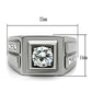 TK313 - High polished (no plating) Stainless Steel Ring with AAA Grade CZ  in Clear-1