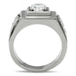 TK313 - High polished (no plating) Stainless Steel Ring with AAA Grade CZ  in Clear-2