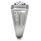 TK313 - High polished (no plating) Stainless Steel Ring with AAA Grade CZ  in Clear-3