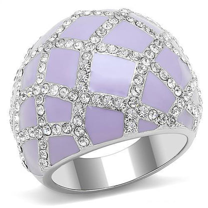 TK3143 - High polished (no plating) Stainless Steel Ring with Top Grade Crystal  in Clear-0