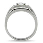 TK314 - High polished (no plating) Stainless Steel Ring with AAA Grade CZ  in Clear-2