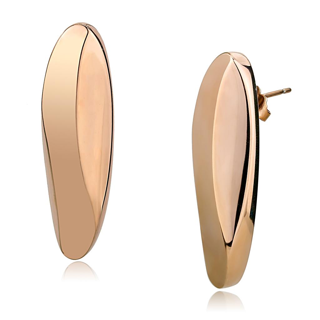 TK3154 - IP Rose Gold(Ion Plating) Stainless Steel Earrings with No Stone-0