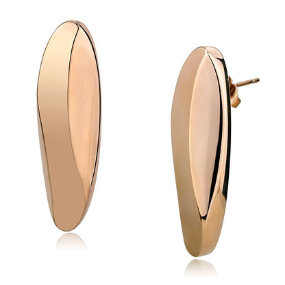 TK3154 - IP Rose Gold(Ion Plating) Stainless Steel Earrings with No Stone-0