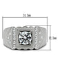 TK315 - High polished (no plating) Stainless Steel Ring with AAA Grade CZ  in Clear-1