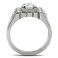 TK315 - High polished (no plating) Stainless Steel Ring with AAA Grade CZ  in Clear-2