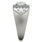TK315 - High polished (no plating) Stainless Steel Ring with AAA Grade CZ  in Clear-3