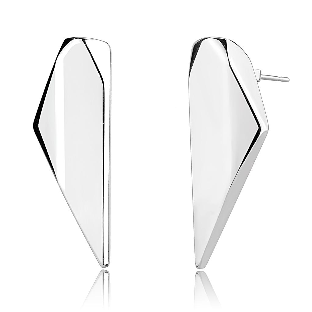 TK3160 - Rhodium Stainless Steel Earrings with No Stone-0