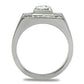 TK316 - High polished (no plating) Stainless Steel Ring with AAA Grade CZ  in Clear-2
