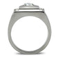 TK317 - High polished (no plating) Stainless Steel Ring with AAA Grade CZ  in Clear-2