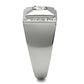 TK317 - High polished (no plating) Stainless Steel Ring with AAA Grade CZ  in Clear-3