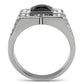 TK320 - High polished (no plating) Stainless Steel Ring with Synthetic Synthetic Glass in Jet-2
