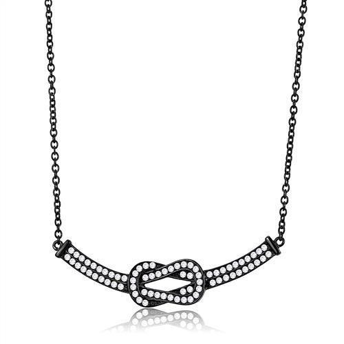 TK3219 - IP Black(Ion Plating) Stainless Steel Chain Pendant with AAA Grade CZ  in Clear-0