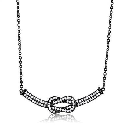 TK3219 - IP Black(Ion Plating) Stainless Steel Chain Pendant with AAA Grade CZ  in Clear-0