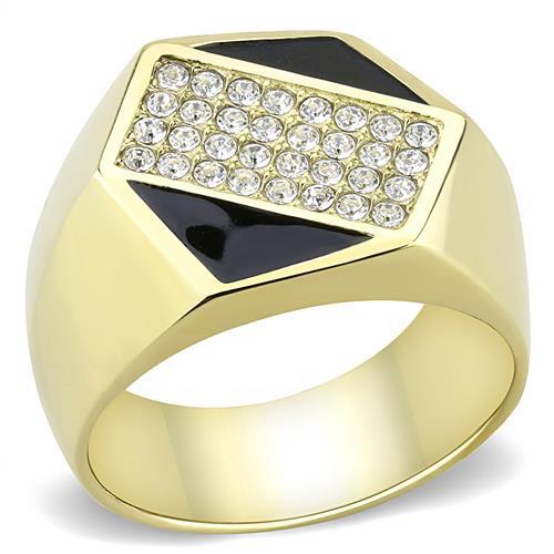 TK3224 - IP Gold(Ion Plating) Stainless Steel Ring with Top Grade Crystal  in Clear-0