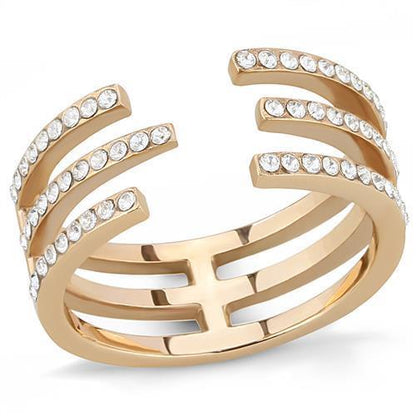 TK3236 - IP Rose Gold(Ion Plating) Stainless Steel Ring with Top Grade Crystal  in Clear-0