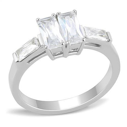 TK3244 - High polished (no plating) Stainless Steel Ring with AAA Grade CZ  in Clear-0