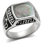 TK325 - High polished (no plating) Stainless Steel Ring with Precious Stone Conch in Gray-0