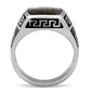 TK325 - High polished (no plating) Stainless Steel Ring with Precious Stone Conch in Gray-2