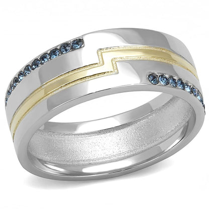 TK3266 - Two-Tone IP Gold (Ion Plating) Stainless Steel Ring with Top Grade Crystal  in Montana-0