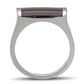 TK327 - High polished (no plating) Stainless Steel Ring with Epoxy  in Brown-2