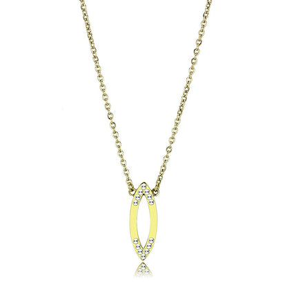 TK3285 - IP Gold(Ion Plating) Stainless Steel Necklace with Top Grade Crystal  in Clear-0