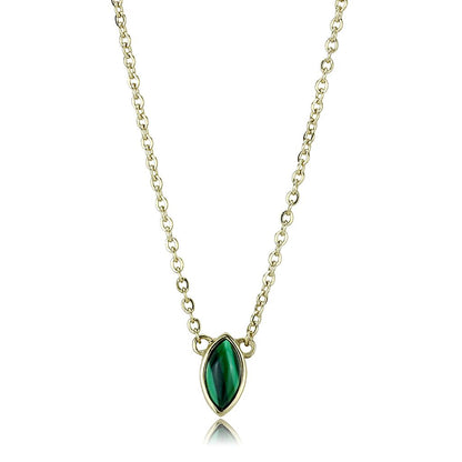 TK3286 - IP Gold(Ion Plating) Stainless Steel Necklace with Synthetic MALACHITE in Emerald-0