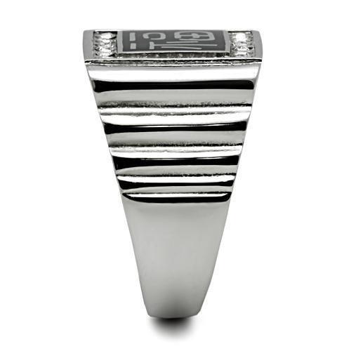 TK329 - High polished (no plating) Stainless Steel Ring with Top Grade Crystal  in Clear-3