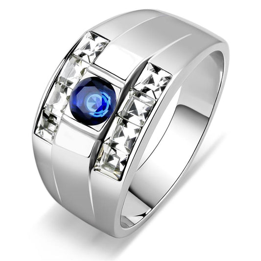 TK3463 - High polished (no plating) Stainless Steel Ring with Synthetic Synthetic Glass in Montana-0