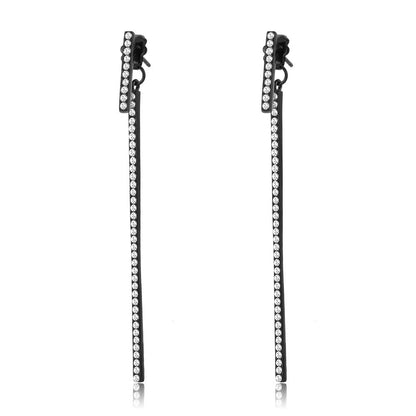 TK3470 - IP Black(Ion Plating) Stainless Steel Earrings with Top Grade Crystal  in Clear-0