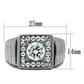 TK347 - High polished (no plating) Stainless Steel Ring with AAA Grade CZ  in Clear-1