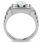 TK347 - High polished (no plating) Stainless Steel Ring with AAA Grade CZ  in Clear-2