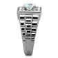 TK347 - High polished (no plating) Stainless Steel Ring with AAA Grade CZ  in Clear-3