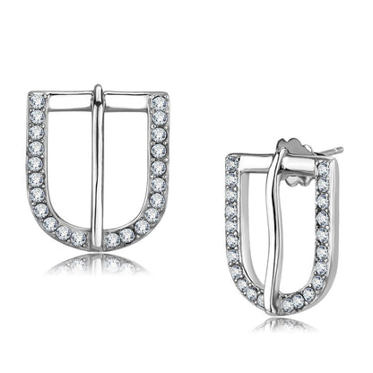 TK3489 - High polished (no plating) Stainless Steel Earrings with Top Grade Crystal  in Clear-0