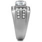 TK348 - High polished (no plating) Stainless Steel Ring with AAA Grade CZ  in Clear-3
