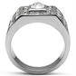 TK350 - High polished (no plating) Stainless Steel Ring with Top Grade Crystal  in Clear-2
