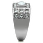 TK350 - High polished (no plating) Stainless Steel Ring with Top Grade Crystal  in Clear-3