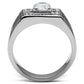 TK351 - High polished (no plating) Stainless Steel Ring with AAA Grade CZ  in Clear-2