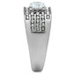 TK351 - High polished (no plating) Stainless Steel Ring with AAA Grade CZ  in Clear-3
