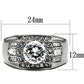 TK352 - High polished (no plating) Stainless Steel Ring with AAA Grade CZ  in Clear-1