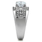 TK352 - High polished (no plating) Stainless Steel Ring with AAA Grade CZ  in Clear-2