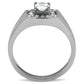 TK353 - High polished (no plating) Stainless Steel Ring with AAA Grade CZ  in Clear-2