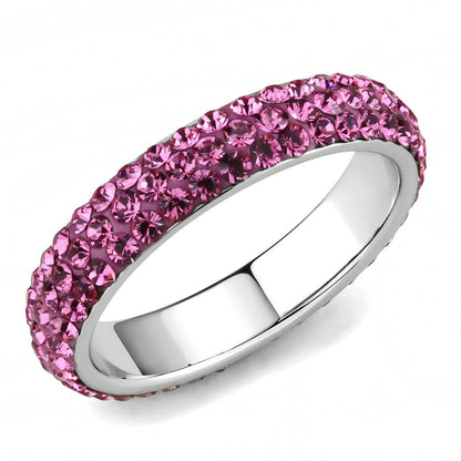 TK3542 - High polished (no plating) Stainless Steel Ring with Top Grade Crystal  in Rose-0