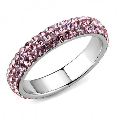 TK3543 - High polished (no plating) Stainless Steel Ring with Top Grade Crystal  in Light Rose-0
