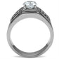 TK354 - High polished (no plating) Stainless Steel Ring with AAA Grade CZ  in Clear-2