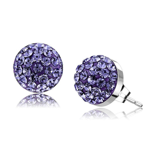 TK3551 - High polished (no plating) Stainless Steel Earrings with Top Grade Crystal  in Tanzanite-0