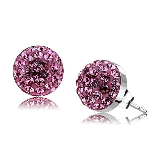 TK3553 - High polished (no plating) Stainless Steel Earrings with Top Grade Crystal  in Rose-0