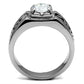 TK356 - High polished (no plating) Stainless Steel Ring with AAA Grade CZ  in Clear-2