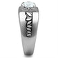 TK356 - High polished (no plating) Stainless Steel Ring with AAA Grade CZ  in Clear-3