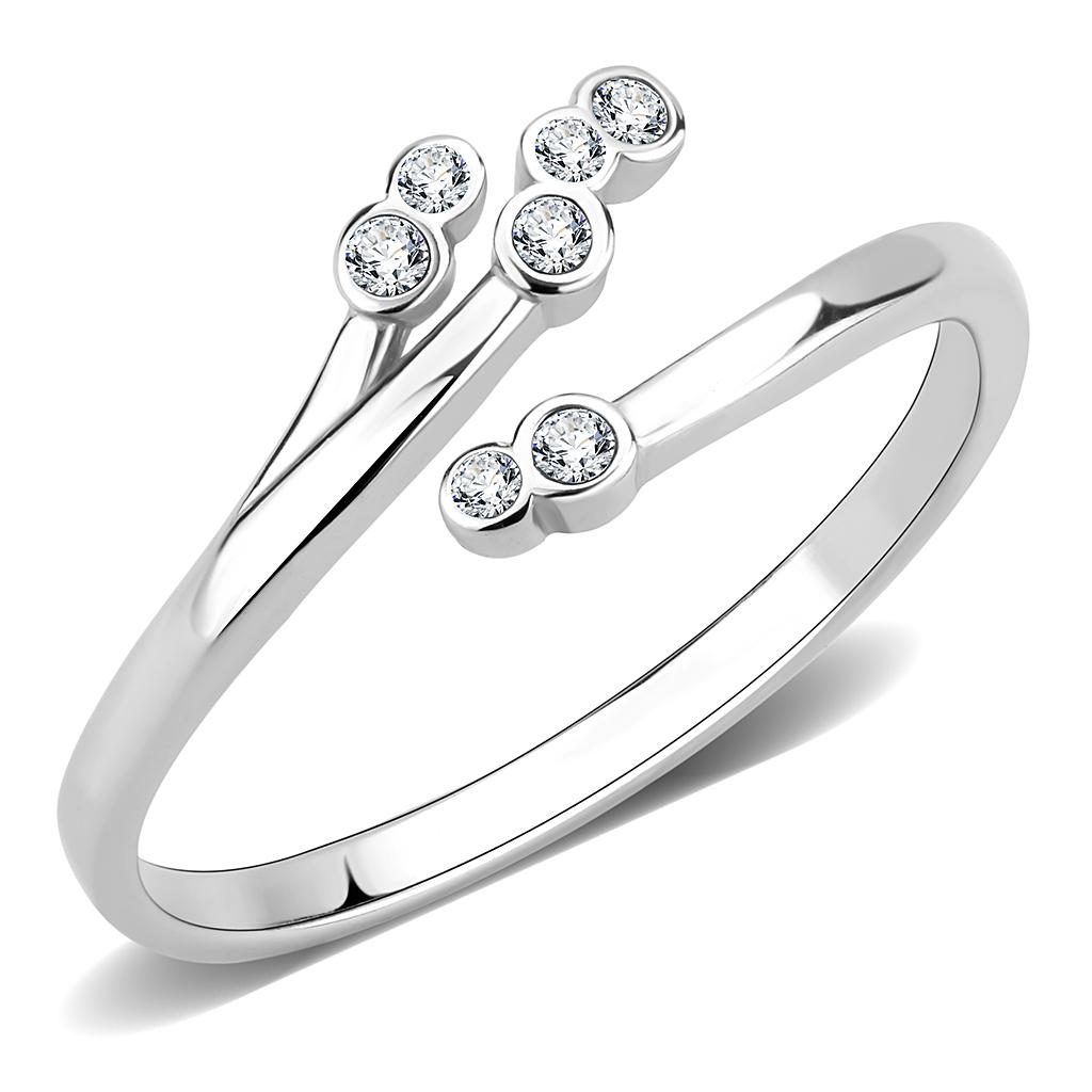TK3570 - No Plating Stainless Steel Ring with AAA Grade CZ  in Clear-0