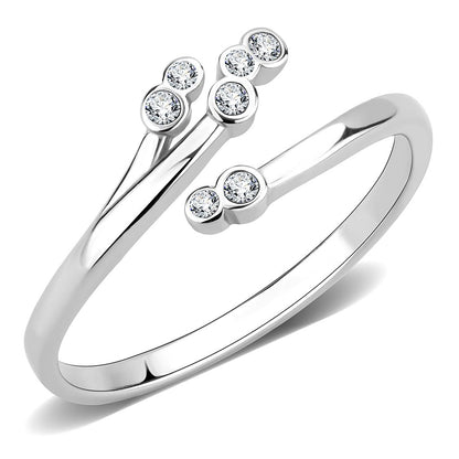 TK3570 - No Plating Stainless Steel Ring with AAA Grade CZ  in Clear-0